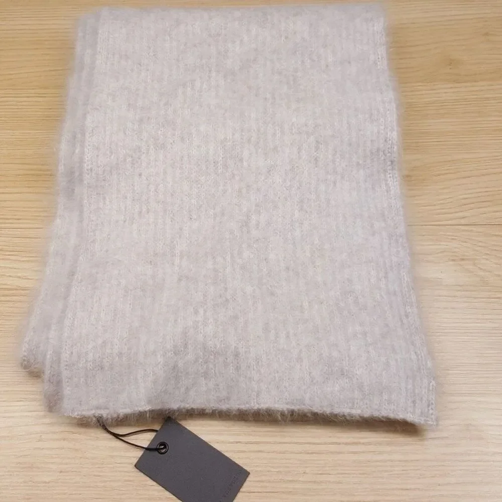 JOHN VARVATOS Scarf Mens Cream Long Rectangle 100% Cashmere LEA 80x10 $298